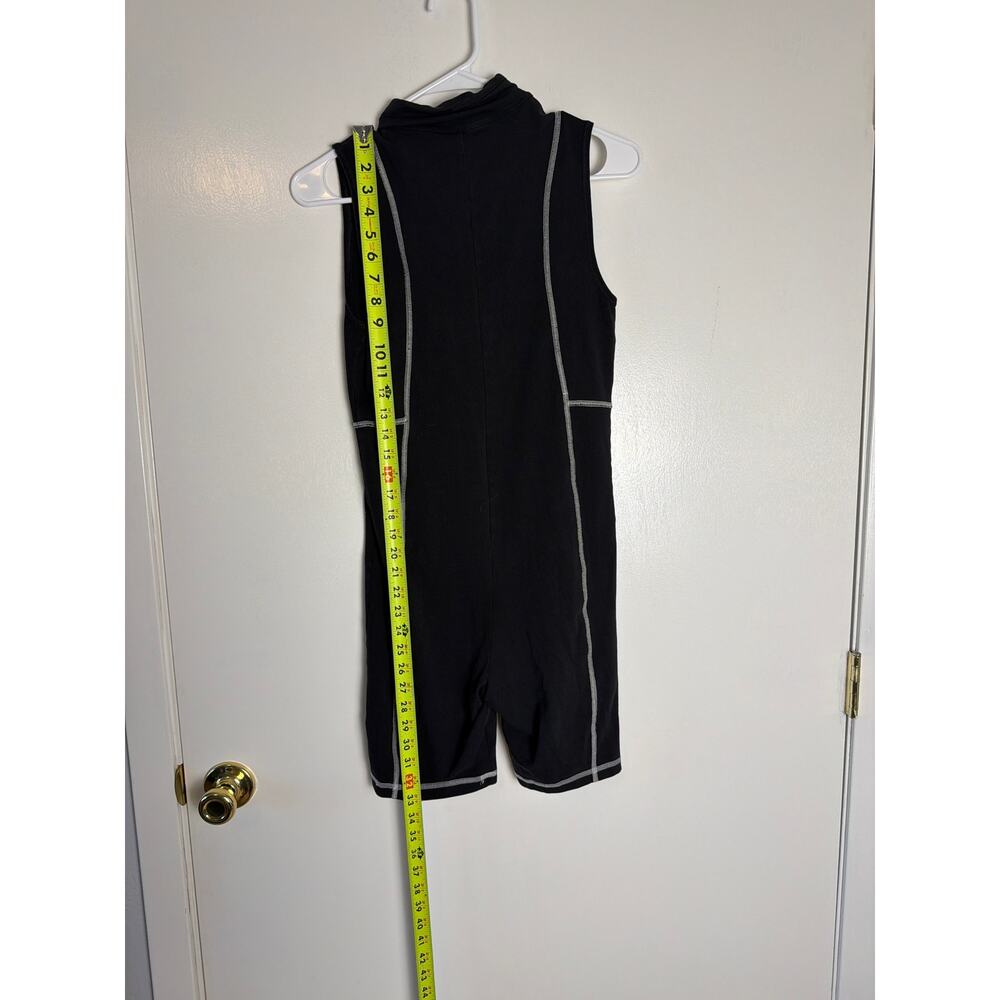 Nike Womens Size S Black Contrast Piping Mock Neck Biker Short Unitard Romper - Picture 3 of 5